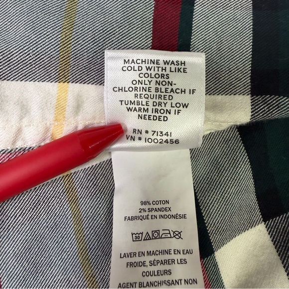 L.L. Bean Signature Stretch Woven Plaid Shirt, Men’s Large, Black/Red - Picture 9 of 9